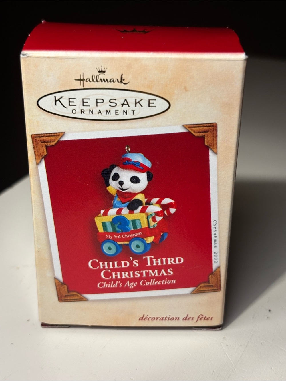 Hallmark Child's Third Christmas Panda Ornament - Red, White, Blue, Yellow